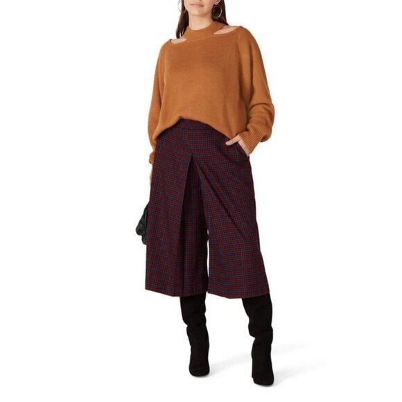 💕TRINA TURK💕 Prizzi Cropped Culottes Pant ~ 10 Multi-Color Check Print NWT - Picture 3 of 16